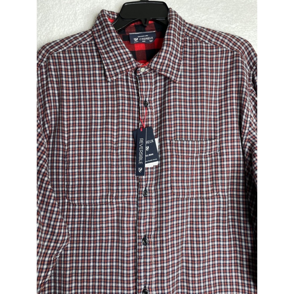 Cremieux 2XT Flannel Reversible Red Black Plaid Soft Long Sleeve NWT 100% Cotton